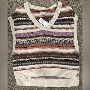 NWT - American Eagle Oversized Striped Knit Sweater Vest, Multicolored, Size S